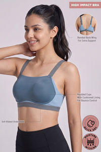 Zelocity Padded High Impact Quick Drying Sports Bra- Indian Teal — thumbnail 6